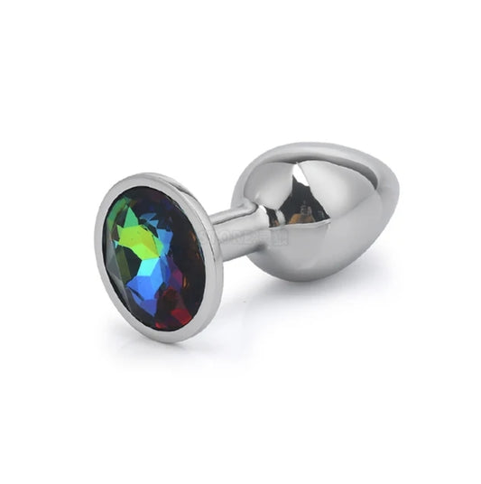 Anal Plug stainless steel rainbow gem